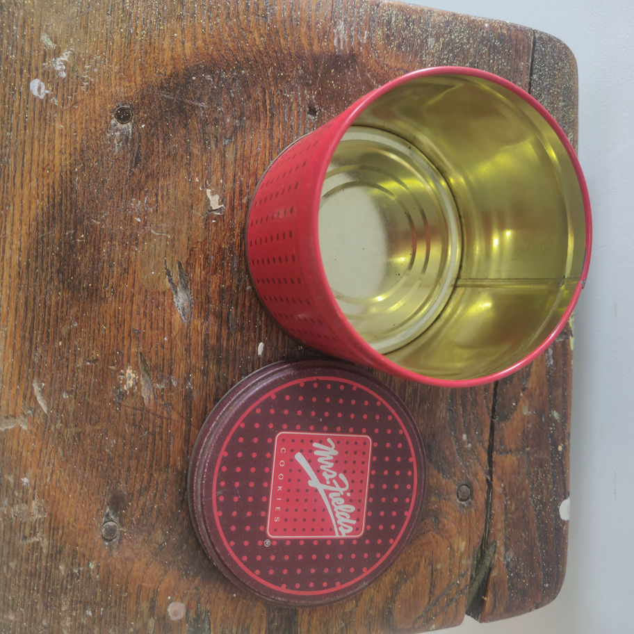 Vintage Mrs fields cookies tin polkerdot design