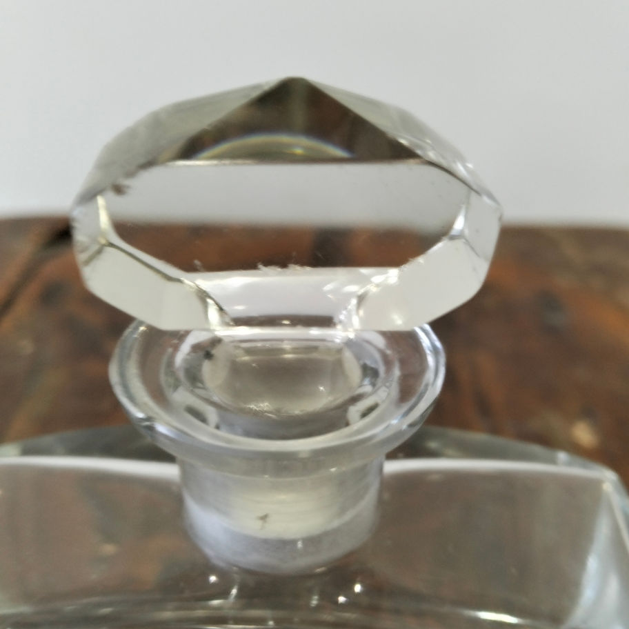 Vintage art deco style large heavy glass perfume bottle with original stopper