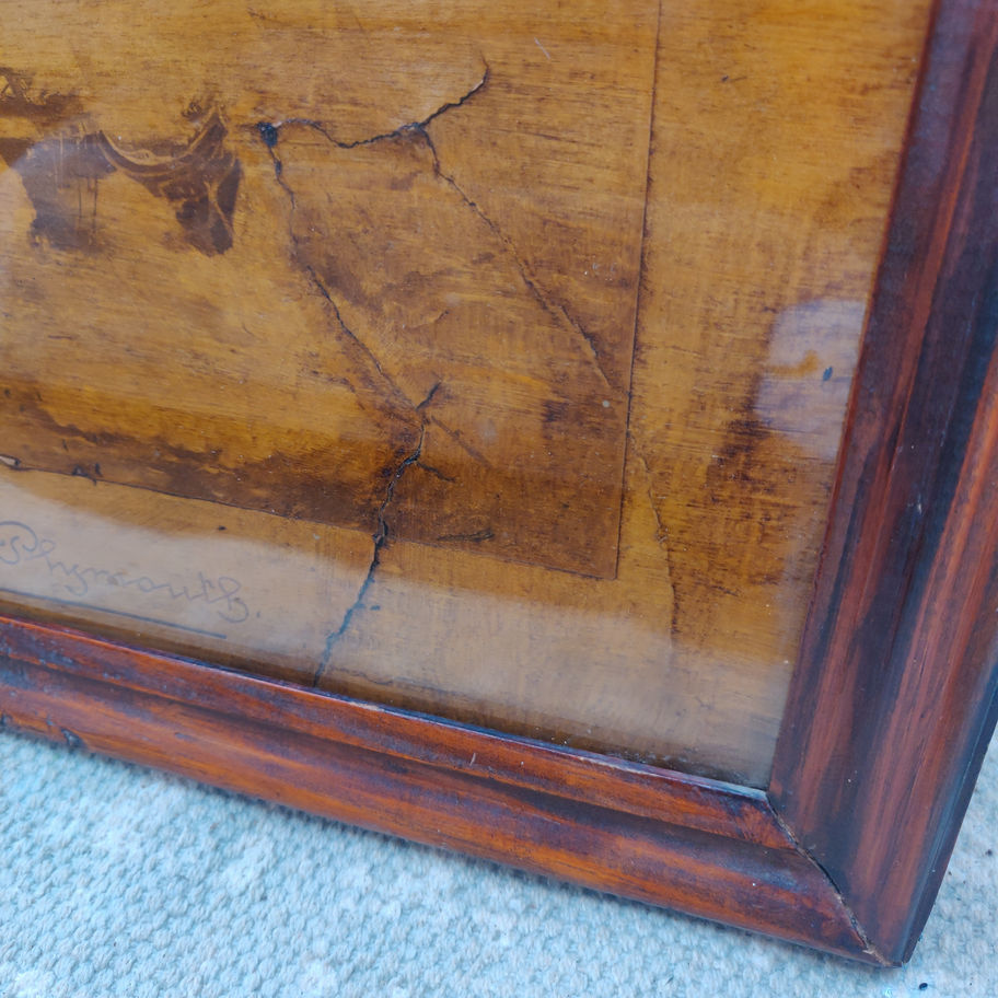 Antique Victorian 1880s lithograph on wood the Wreck of the Dutton off Plymouth