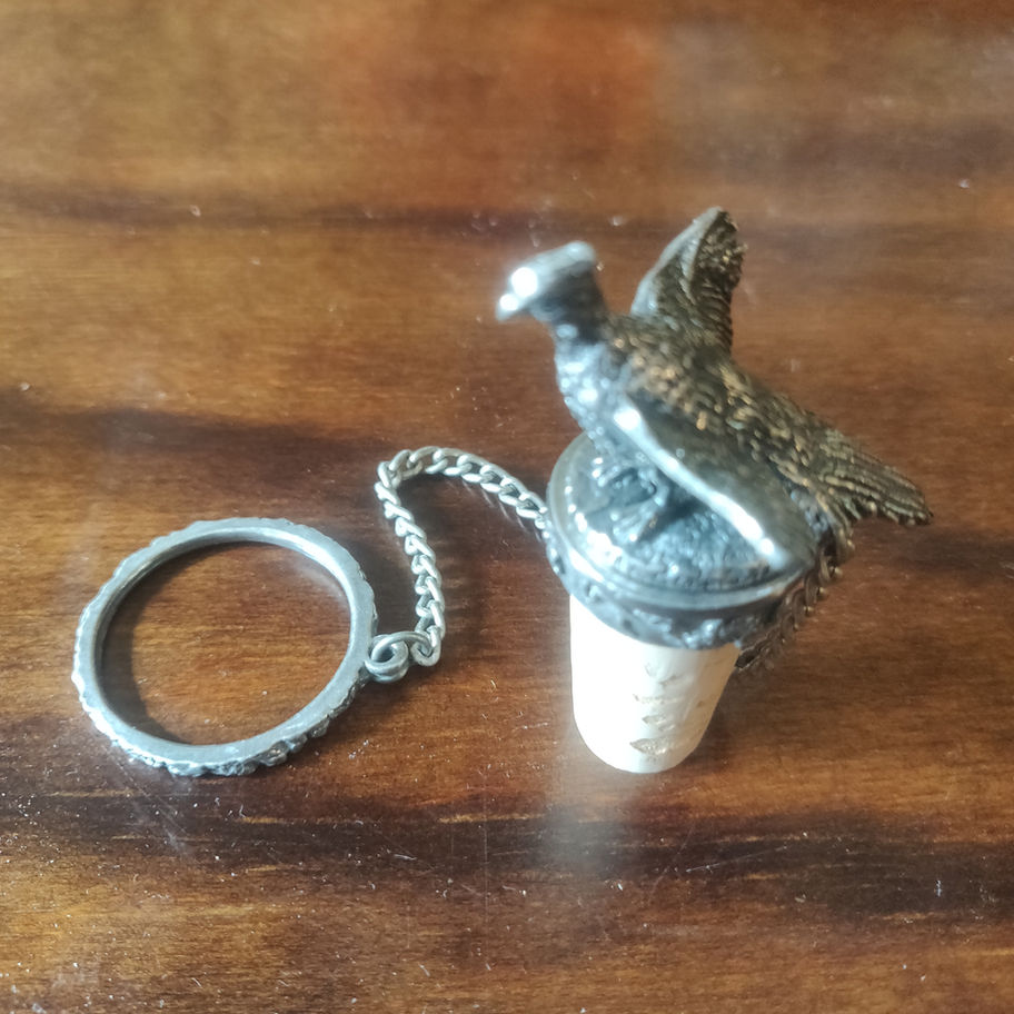 Vintage The Famous Grouse whiskey pewter stopper with chain