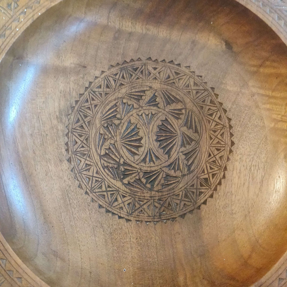Vintage wooden dished hand carved bowl