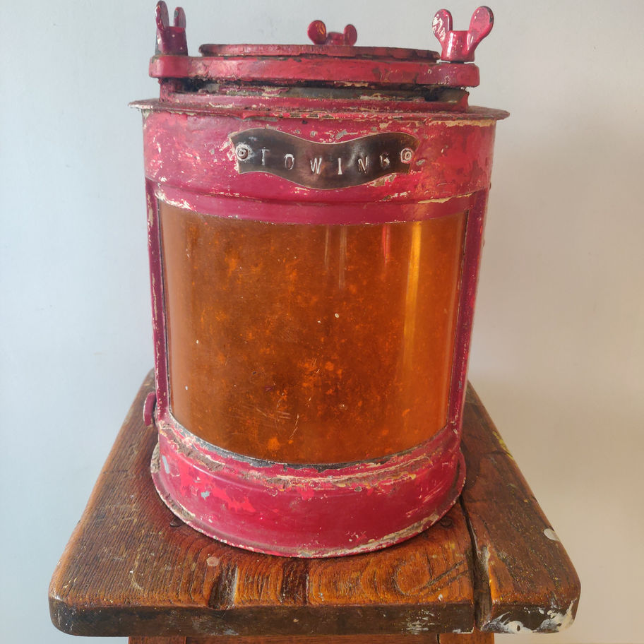 Antique Victorian late 19th century heavy cast metal ships towing lamp amazing!