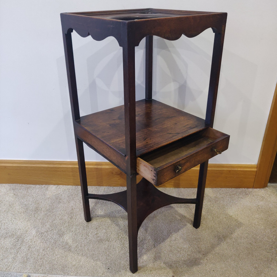 Antique George III 1780s ? Mahogany small wash stand with copeland wash bowl etc
