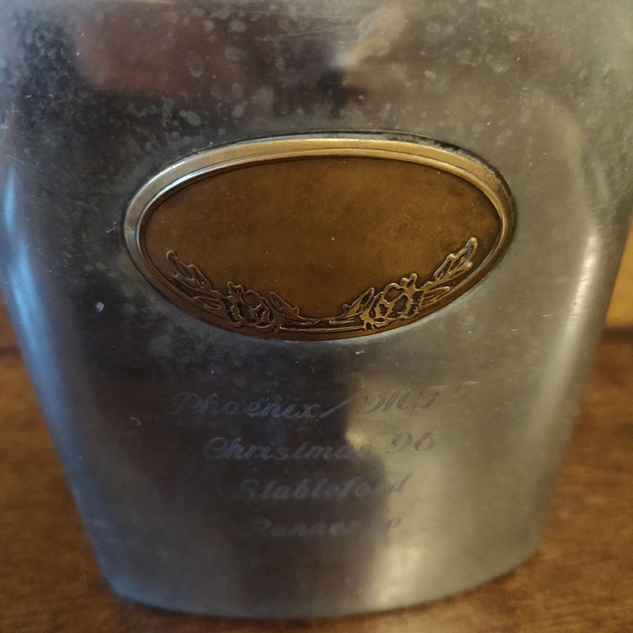 Vintage pewter made in Sheffield hip flask possibly 1897?