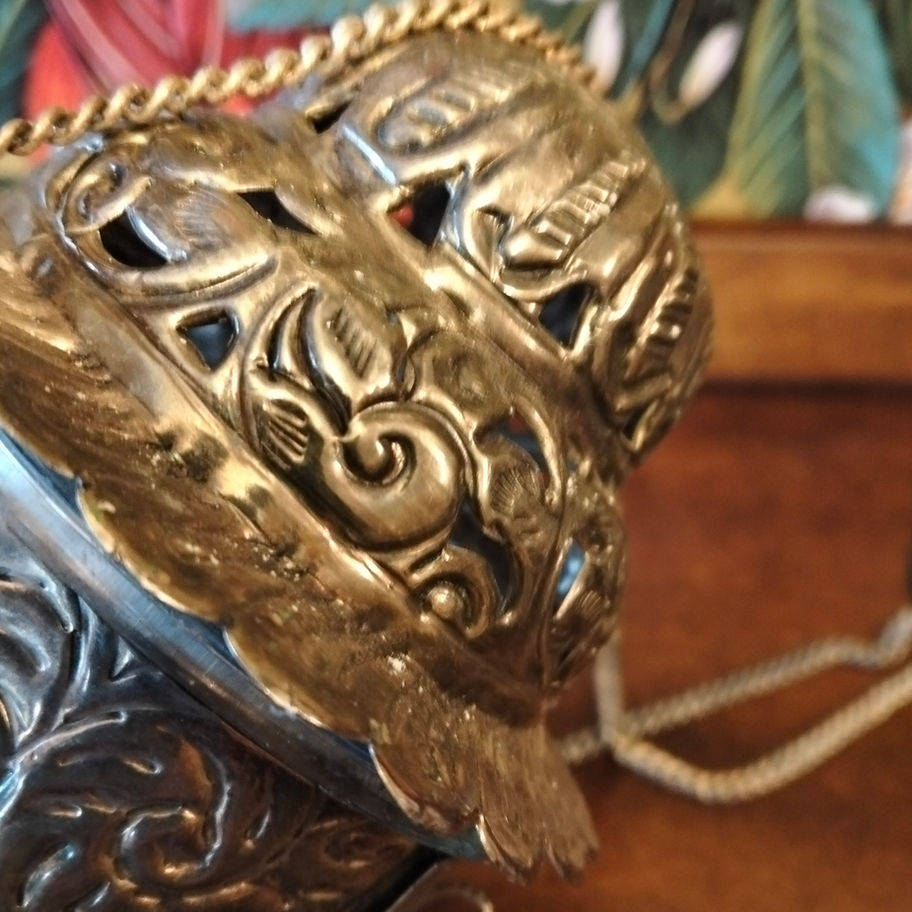Victorian Style Ornate Hanging Hall Lantern tea light with Cut Glass Drops