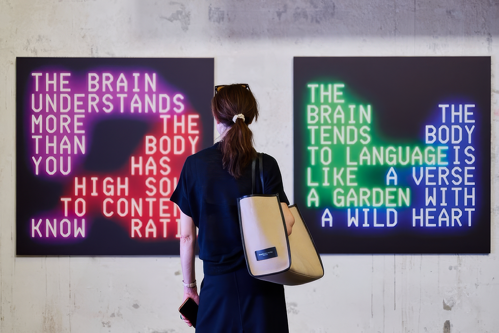 Work by .ART Award juror Sasha Stiles, installation view, Basel Social Club 2023. Image courtesy of Play Record Mint.