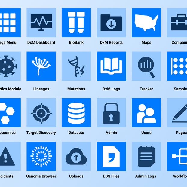A grid view of a library of icons