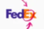 FedEx logo with the hidden arrow between the 'E' and 'x' highlighted in pink, illustrating the clever use of negative space in the 1994 design.