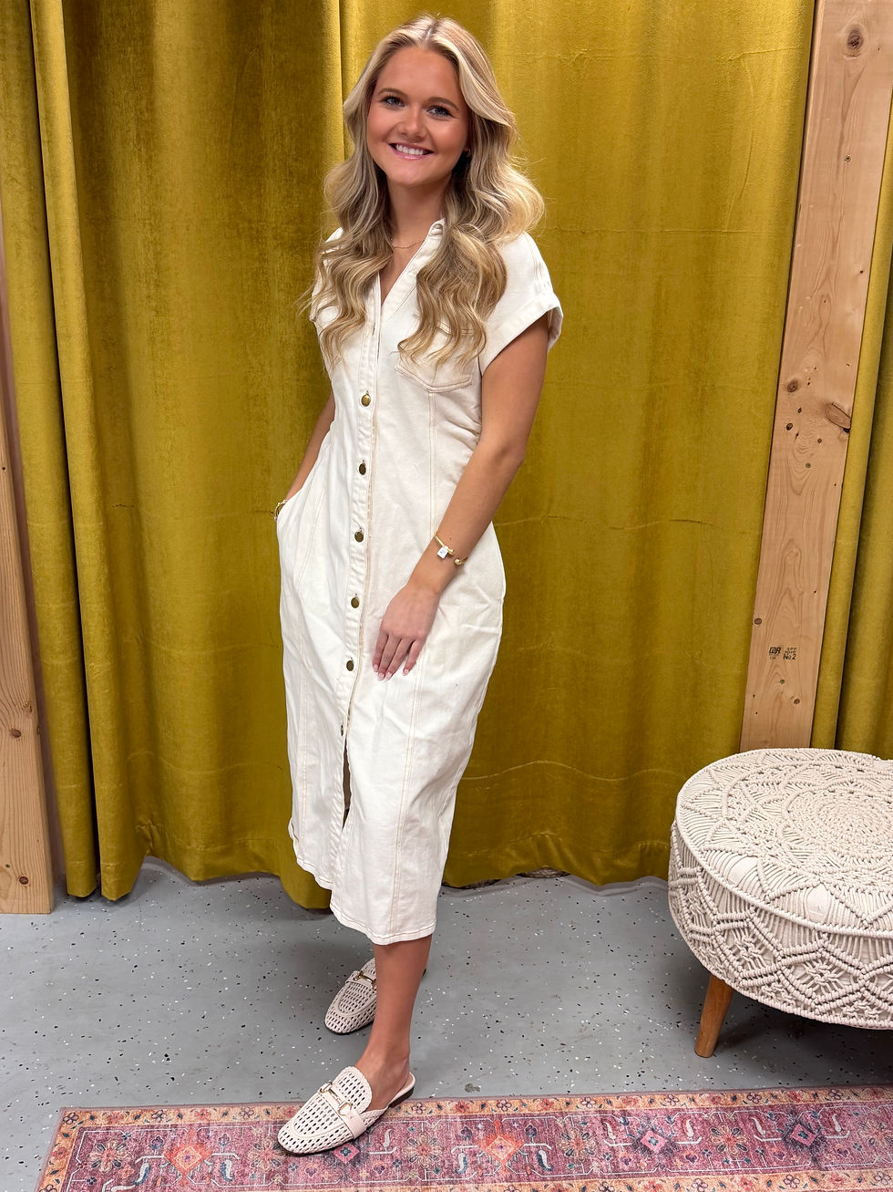 Thumbnail: Cream Denim Dream Button Down Dress