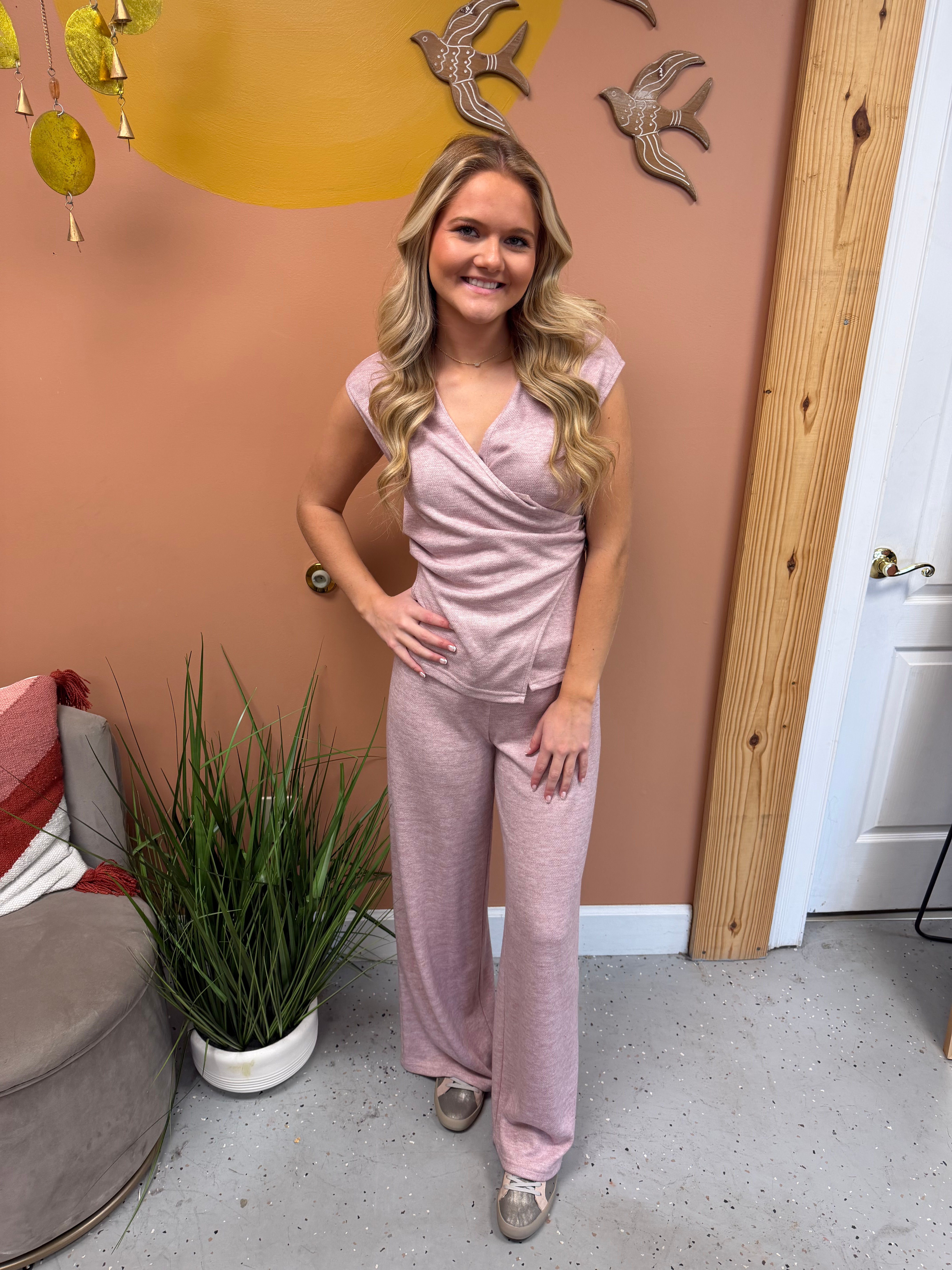 Plum Wrap knit sweat set