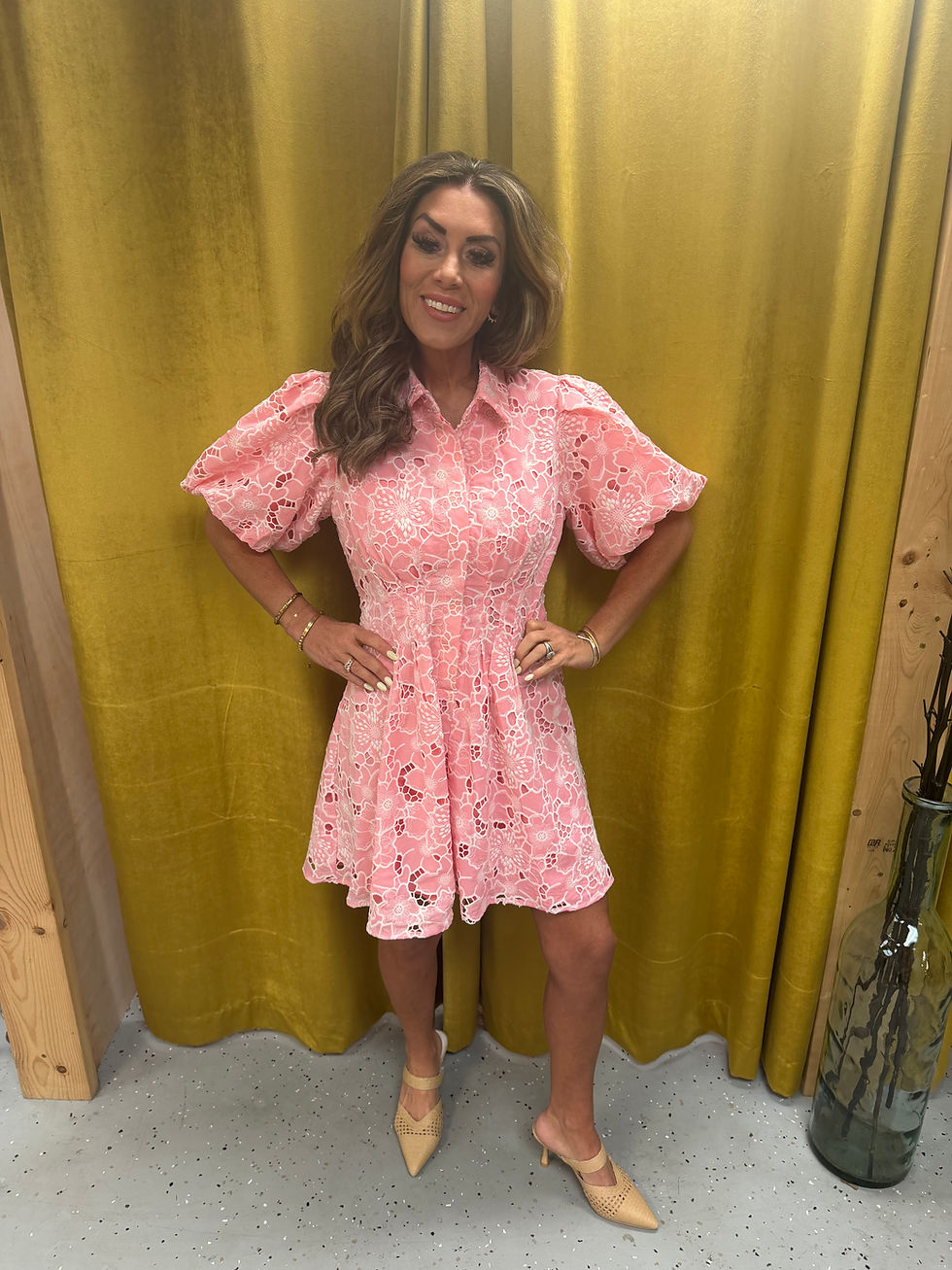 Thumbnail: Floral Lade Short puff Dress