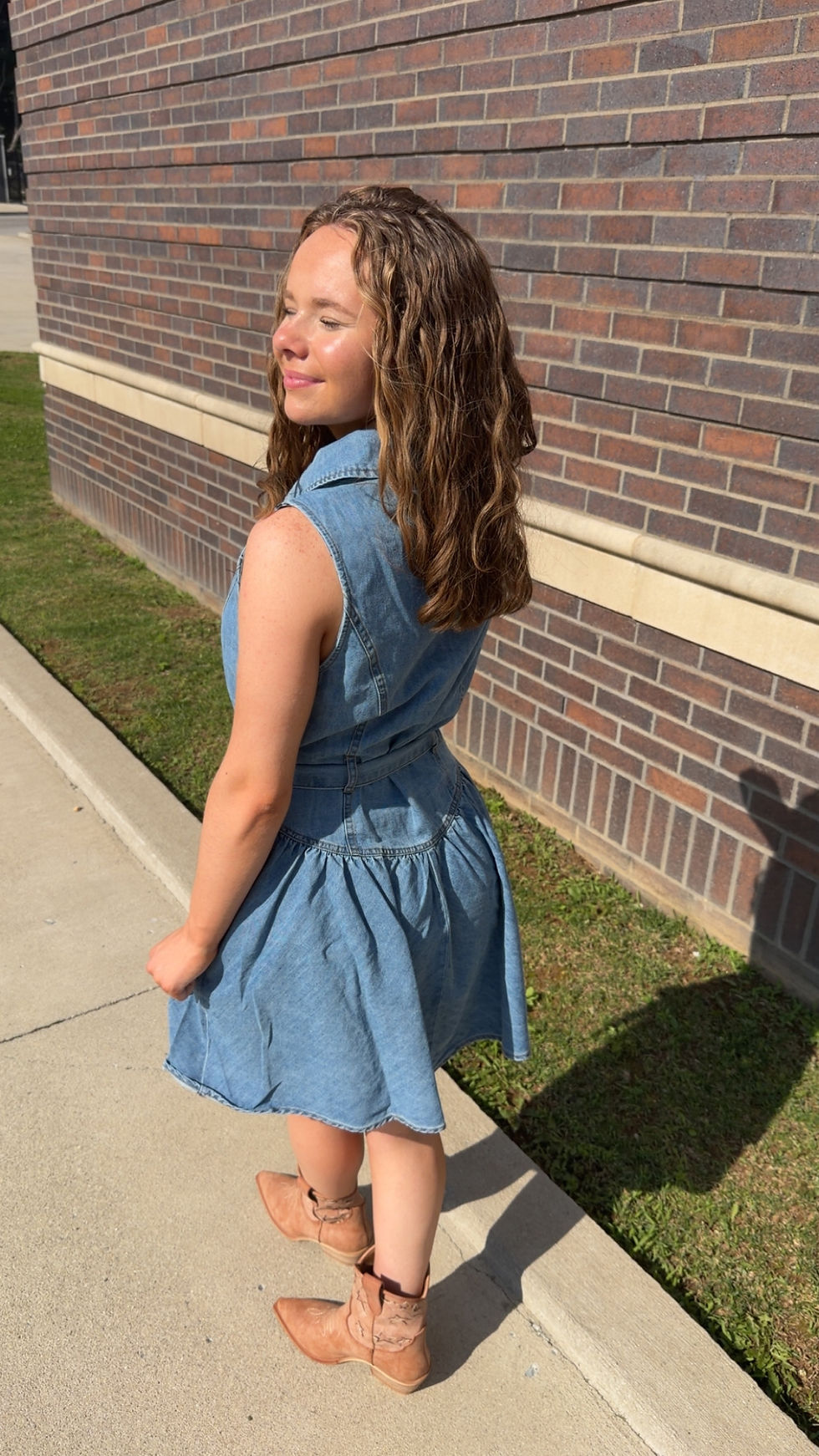 Thumbnail: Denim snap front dress