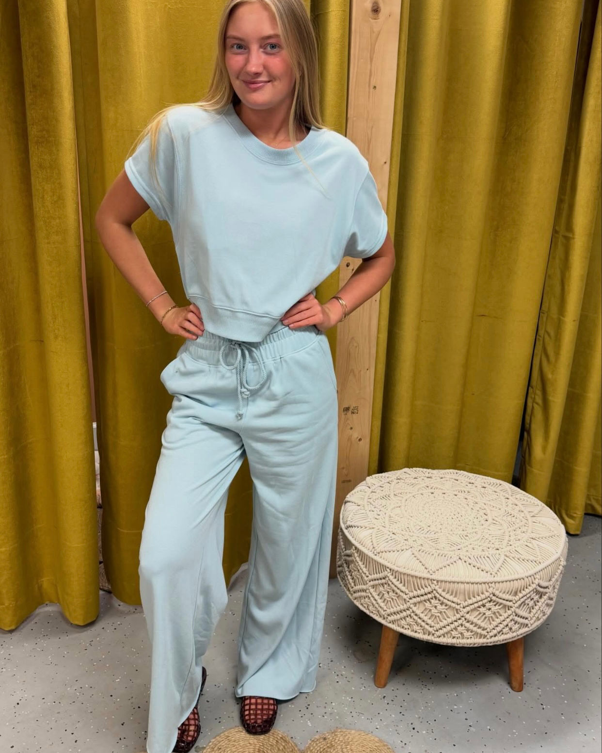 Blue Tee Wide Leg pants Set 