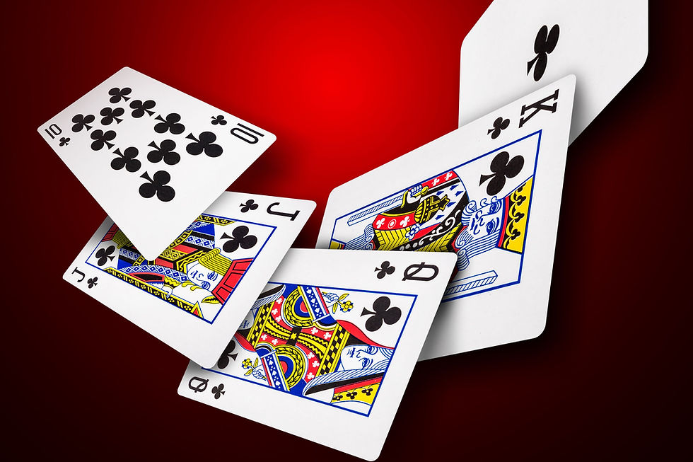cards in front of a red background