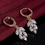 Thumbnail: 18k Gold Cubic Zirconia Leaf Erings Pendent Necklace Jewelry Sets