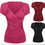 Thumbnail: Women's Cross-front V Neck Ruched Cap Sleeve 