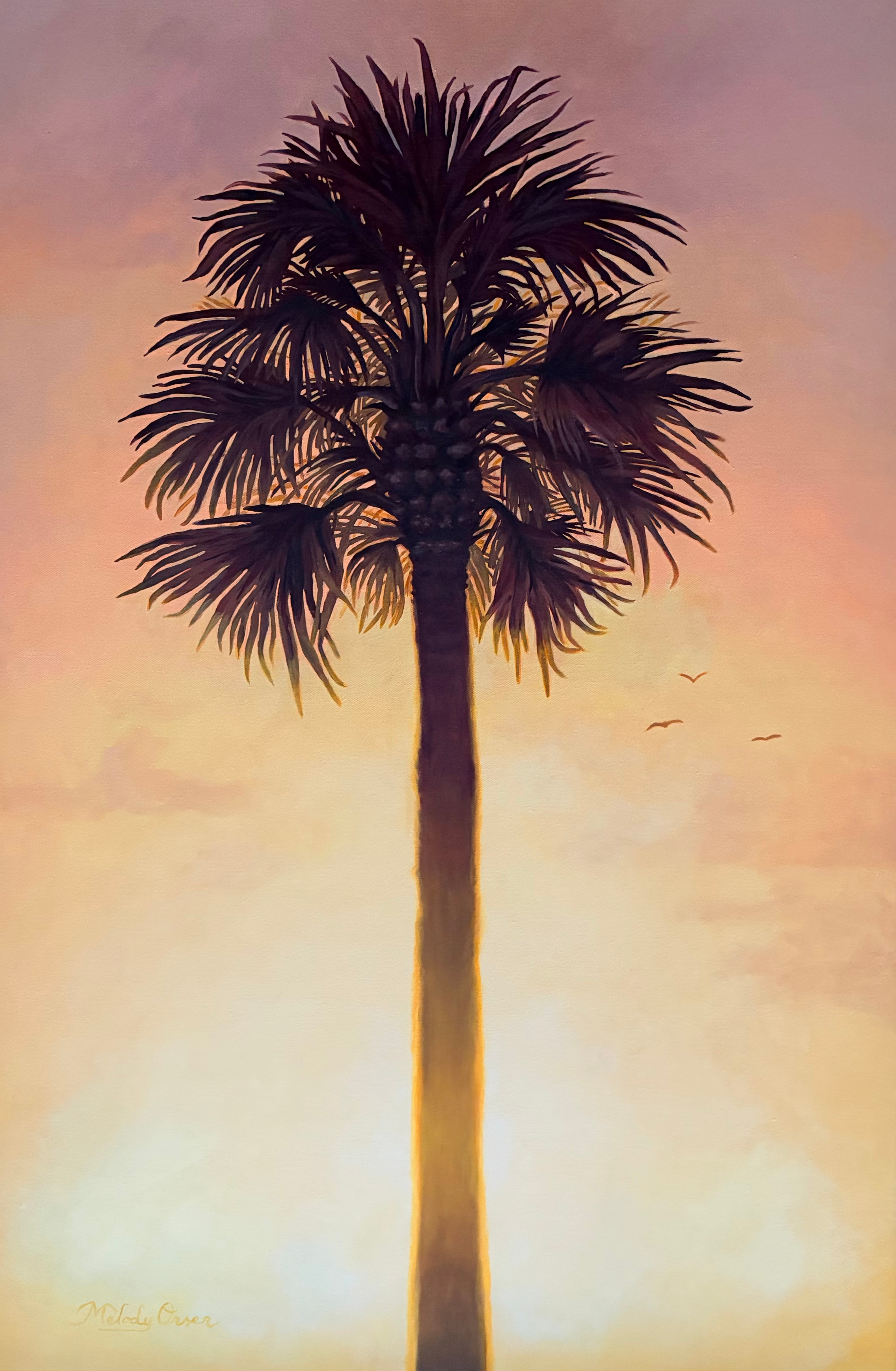 "Golden Hour Palm", 24x36, Original Painting On Canvas, Framed