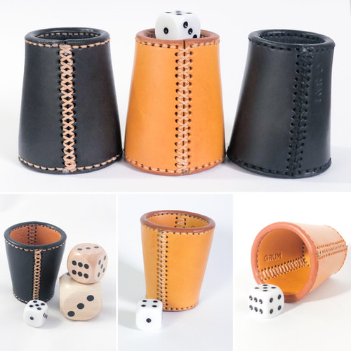 Black & Tan Leather Dice Cup | Grum Hancrafted