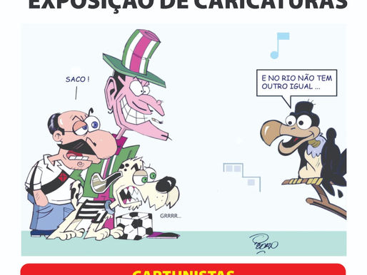 Exposição de humor gráfico celebra a história do Flamengo com caricaturas e cartuns