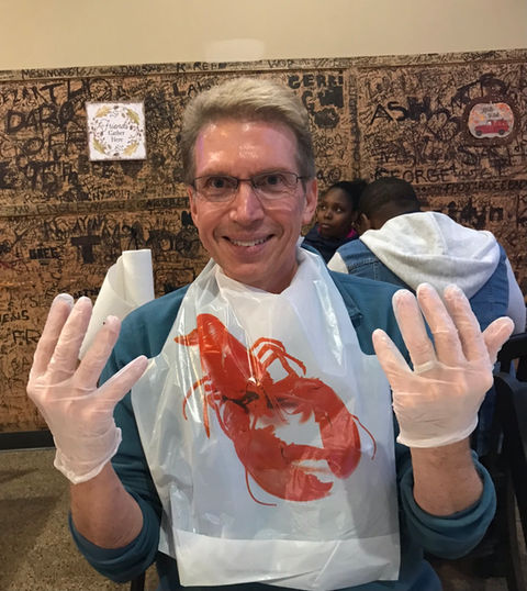 James Pauley eating lobster