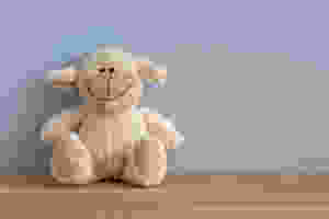 happy stuffed sheep