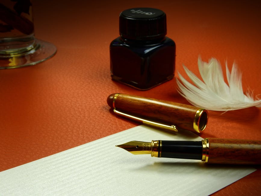 fountain pen and ink pot