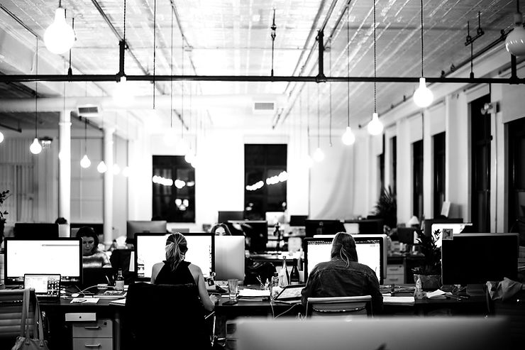 Open plan telemarketing office environment