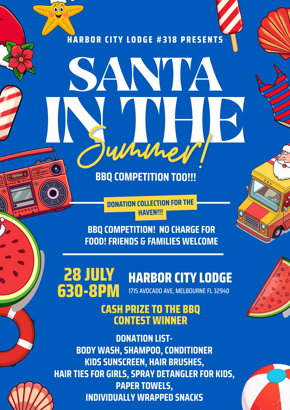 Santa in the Summer BBQ Competition & Fundraiser Harbor City Lodge