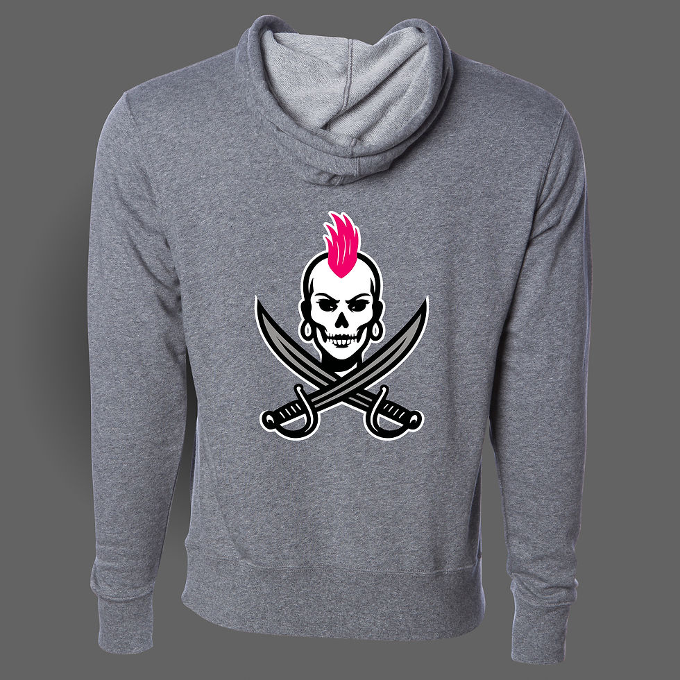 Thumbnail: Female Pirate 1 Pink Unisex French Terry Hoodie