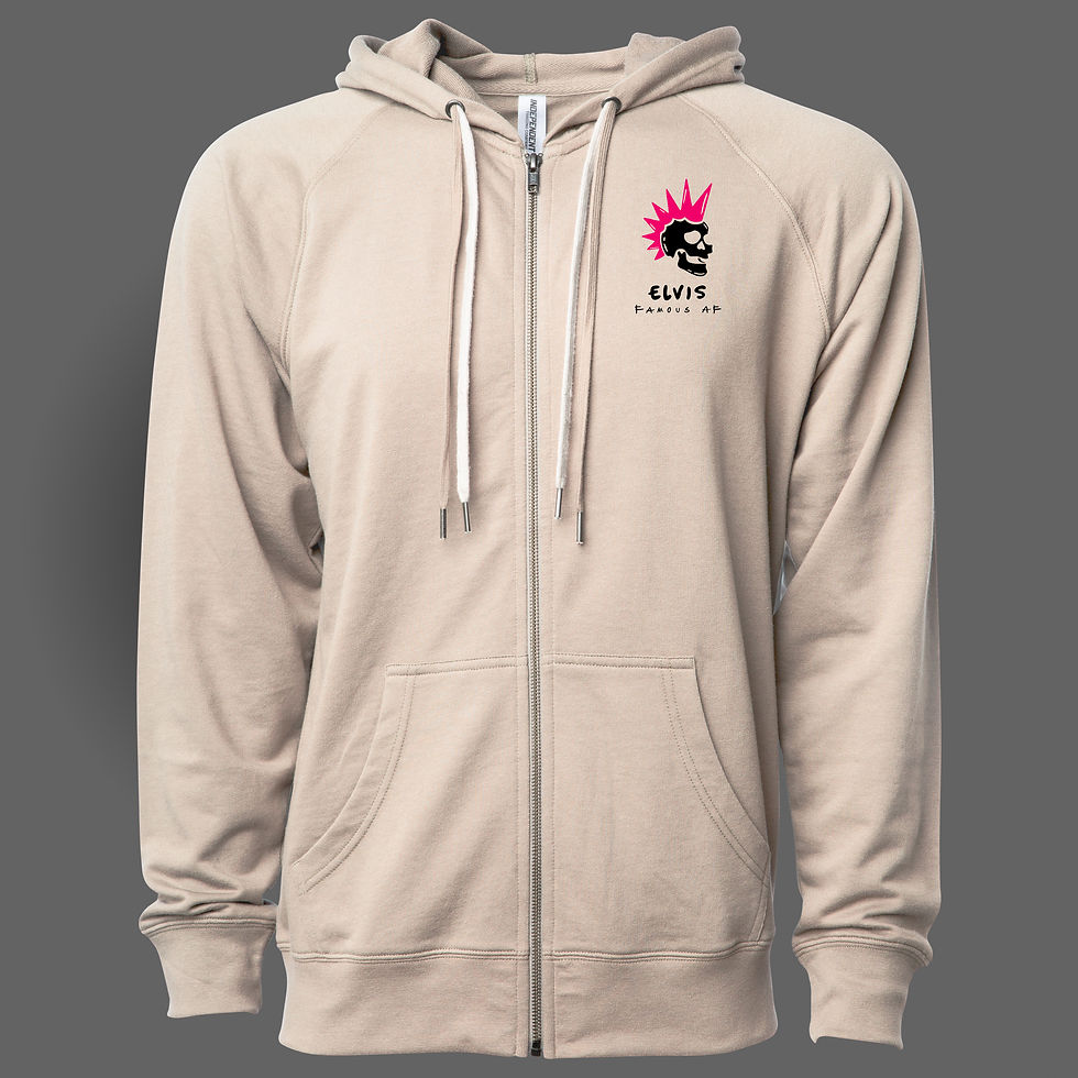 Thumbnail: ELVIS FAMOUS AF PINK SKULL LIGHTWEIGHT TERRY ZIP HOODIE