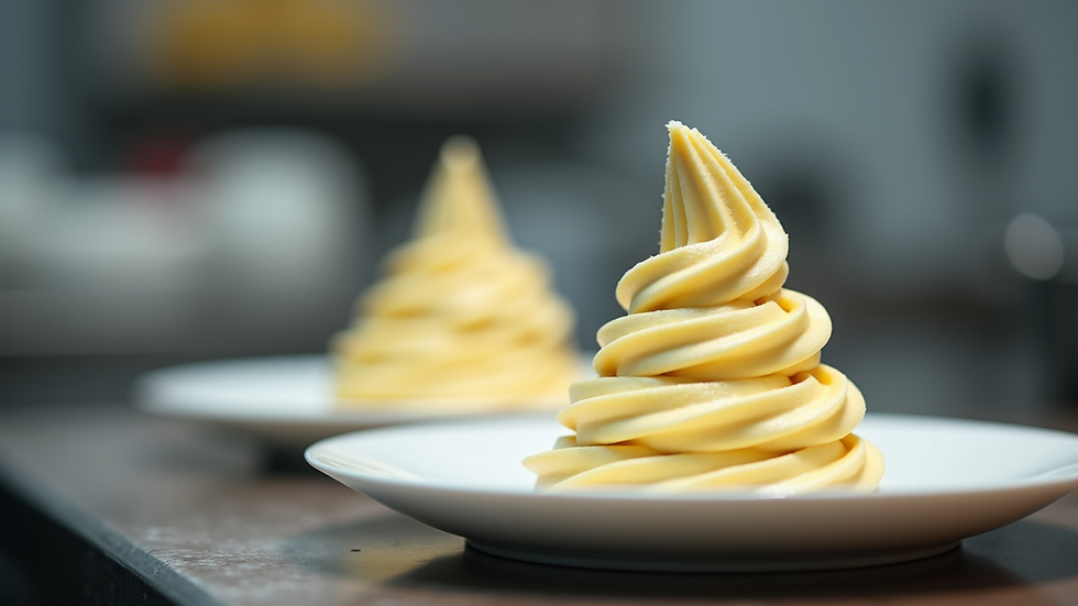 Close-up view of creamy gelato in a professional kitchen setting