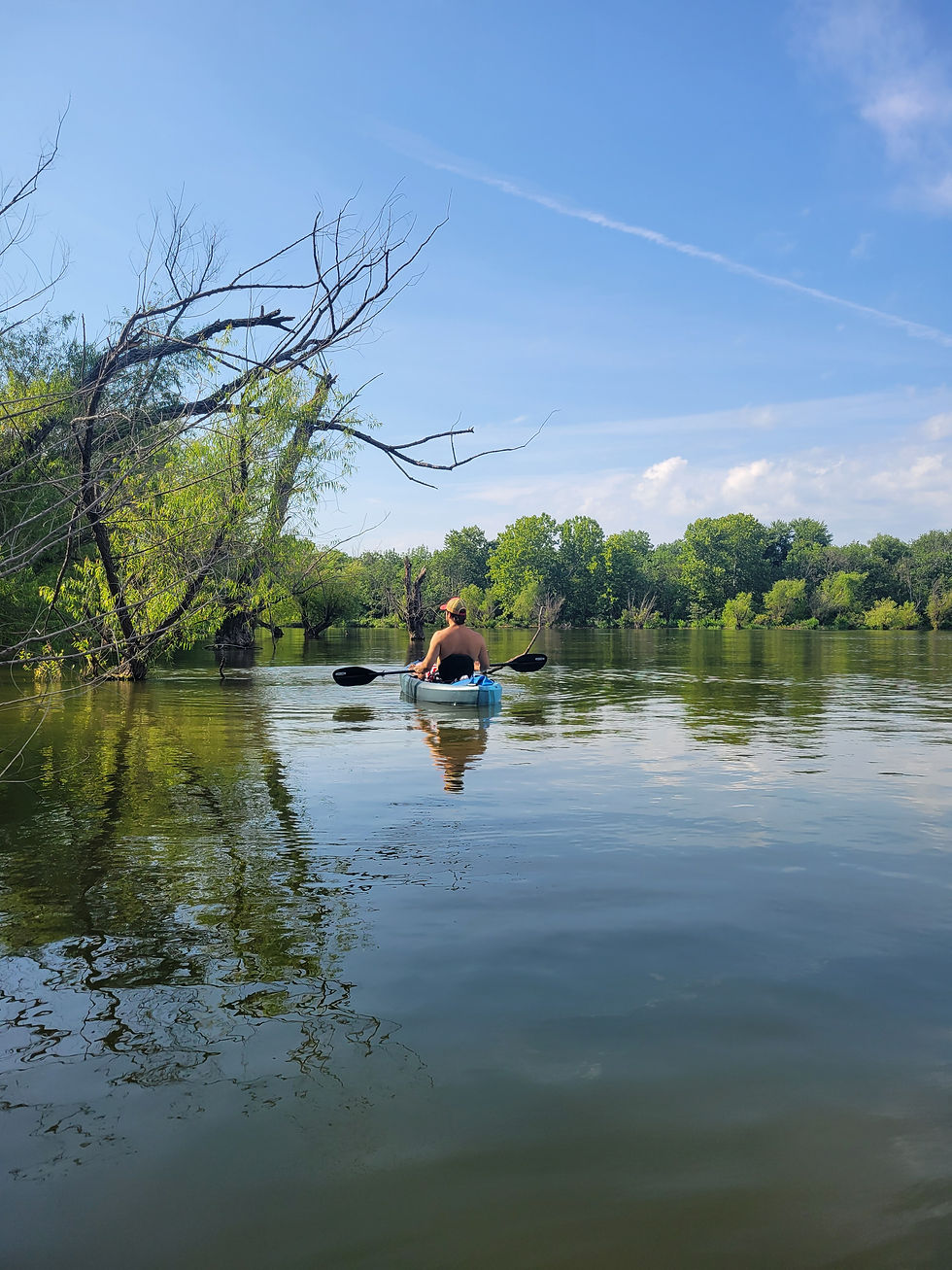 Kayaking on an Oklahoma Lake near Northwest Arkansas. 