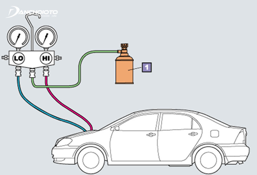 Bước 1: Lắp van vào bình nạp gas