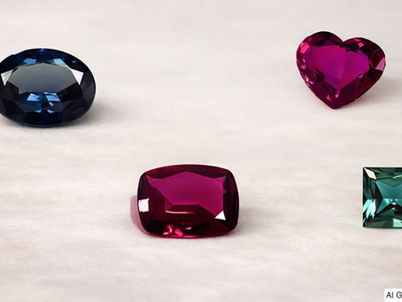 Some loose alexandrite gemstones in the aesthetic background