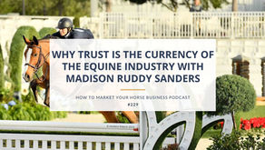 girl on chestnut horse jumping equine business marketing podcast image