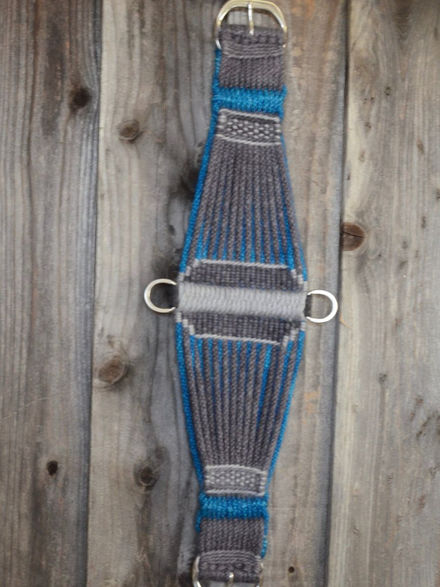 grey and blue Western Mohair cinch