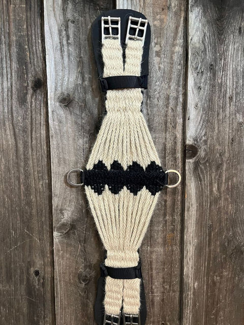 cream and black English Mohair girth
