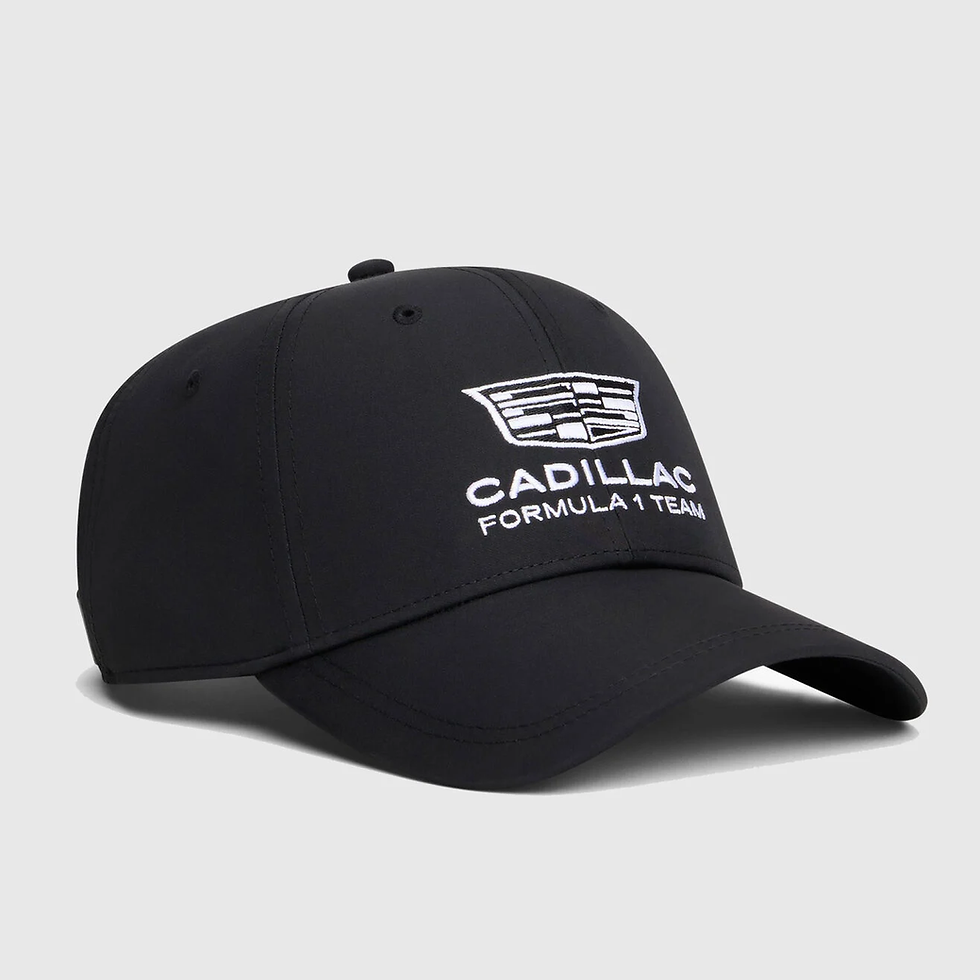 Gorra Cadillac F1 Team 2026 Sergio Perez negra Tommy Hilfiger logo frontal oficial