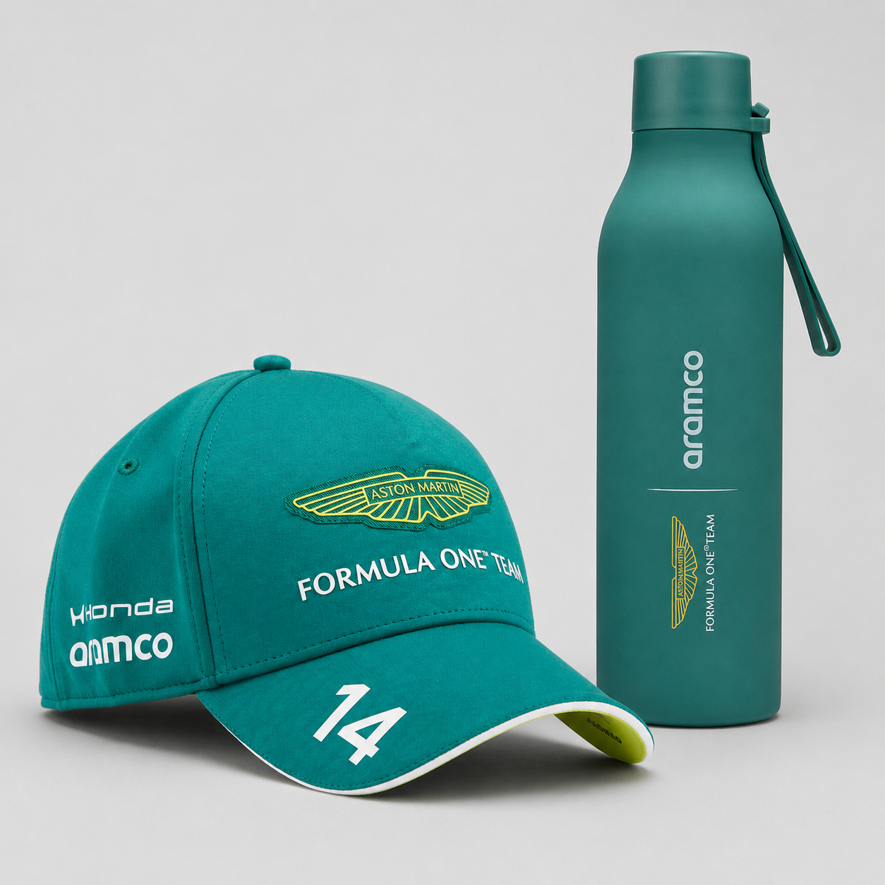 Combo Día del Padre Aston Martin | Gorra Alonso #14 + Botella Oficial