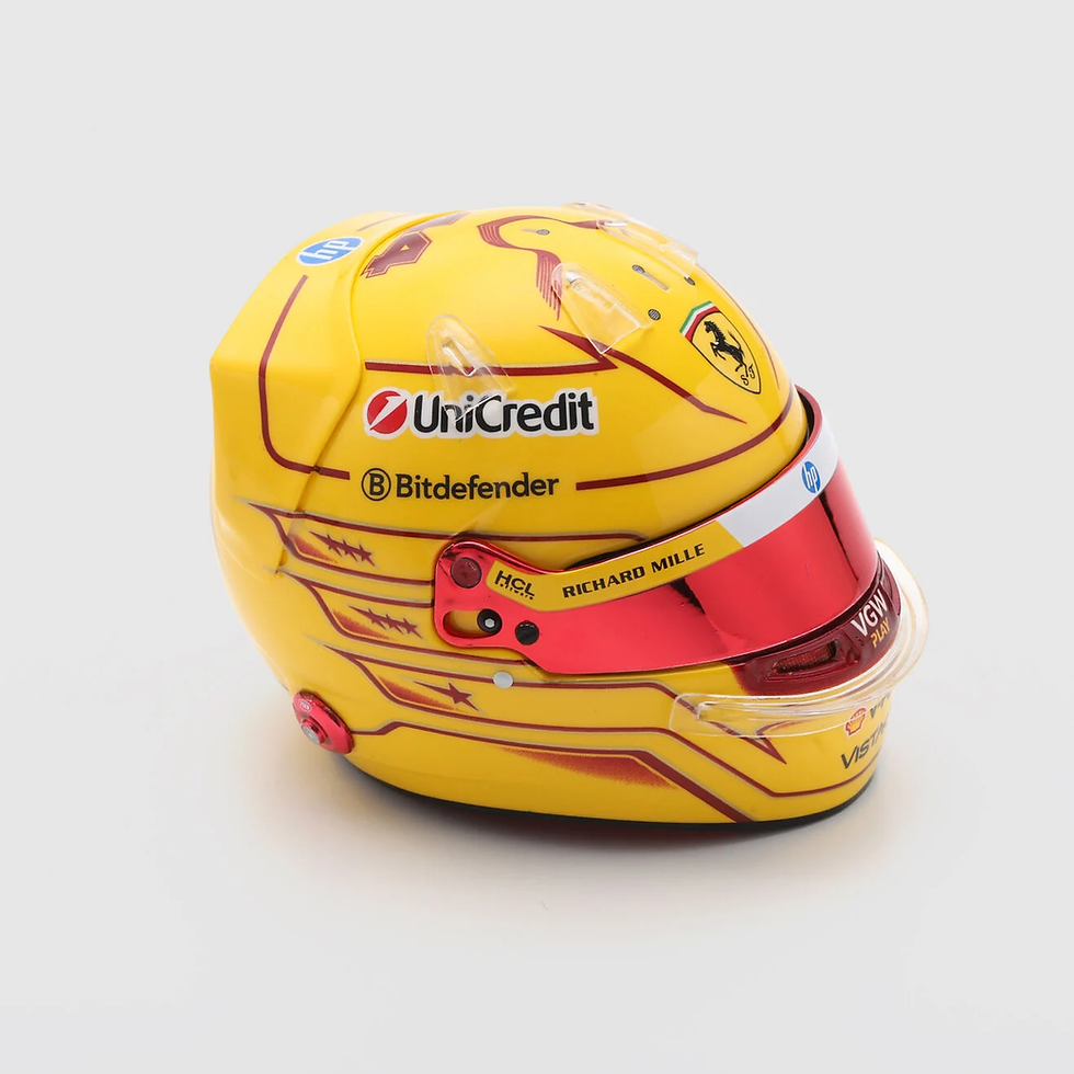 Mini casco Lewis Hamilton 2025 Ferrari F1 escala 1:5 modelo coleccionable oficial Spark