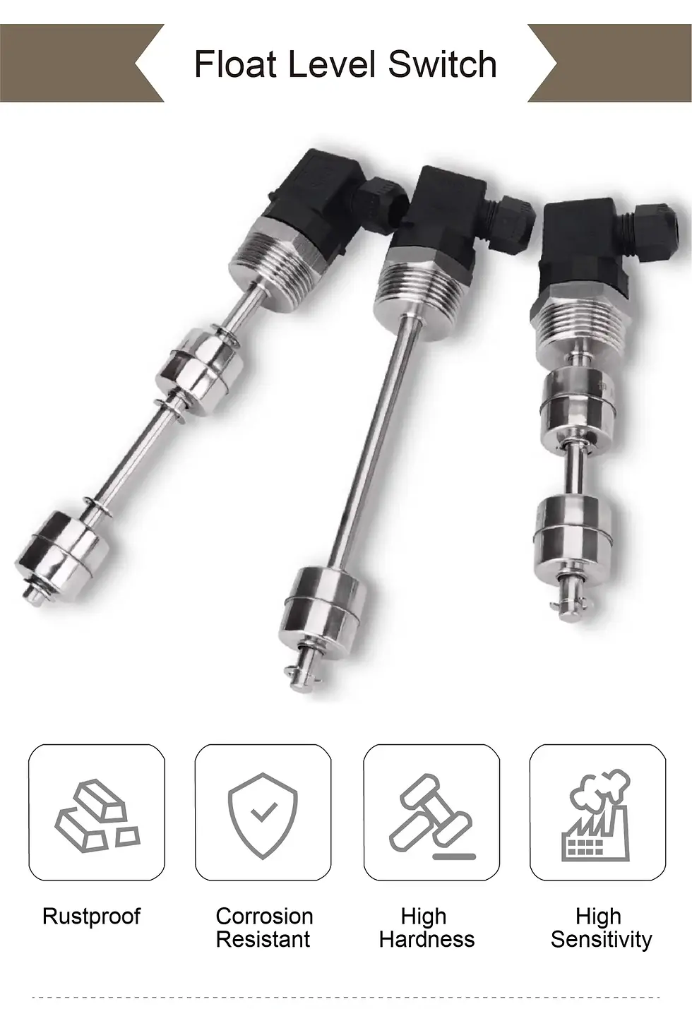 Thumbnail: Stainless Steel Float Level Switch – Magnetic Reed Type, Liquid Level Detection