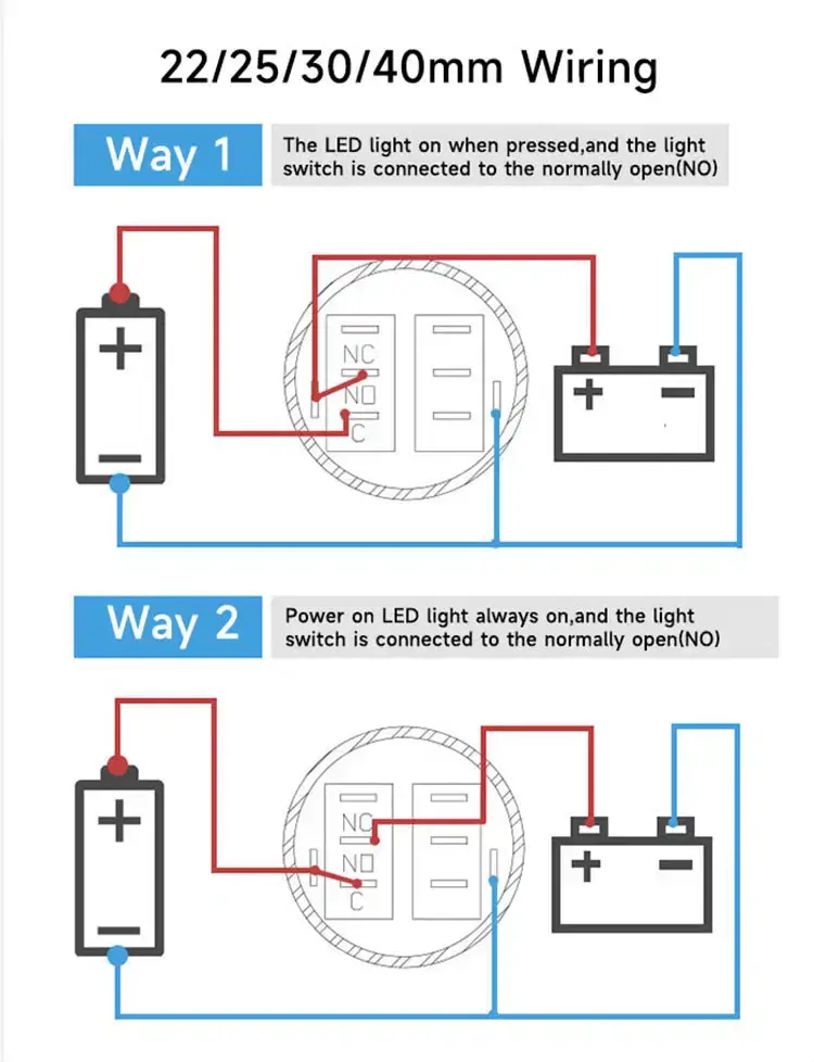 Thumbnail: Industrial Metal Push Button Switch with LED Indicator – Waterproof Panel Mount