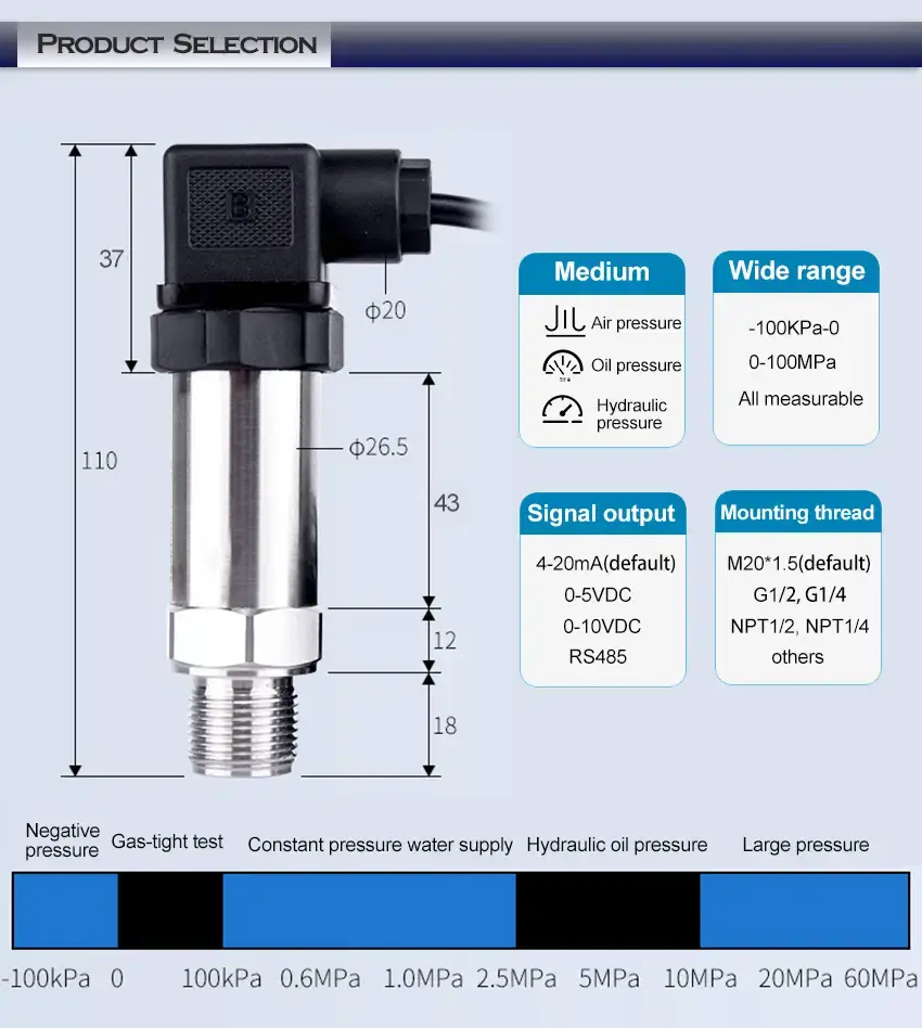 Thumbnail: High-Temperature Pressure Transmitter – Industrial Liquid & Gas Monitoring, 4–20