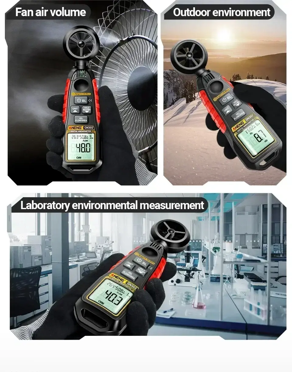 Thumbnail: Digital Handheld Anemometer | Wind Speed, Airflow, Temperature & Humidity Meter