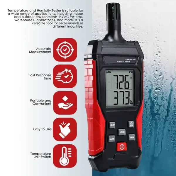 Thumbnail: Digital Temperature & Humidity Meter | Compact Air Quality Monitor with Display