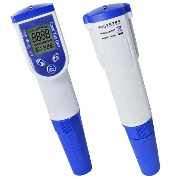 6-in-1 Pen-Type Water Quality Tester – pH, ORP, TDS, EC, Salinity & Temperature