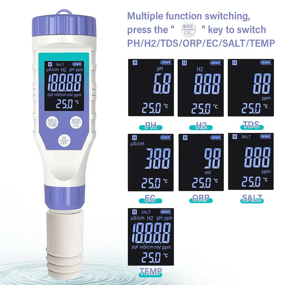Thumbnail: 7-in-1 Water Quality Tester | pH, EC, TDS, ORP, Hydrogen, Salinity & Temperature