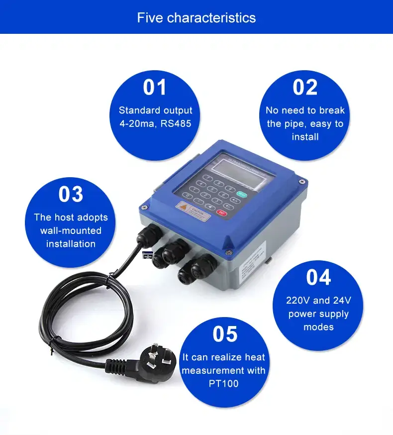 Thumbnail: Clamp-On Ultrasonic Flow Meter – DN50–DN700 Wall Mounted Water Flow Sensor