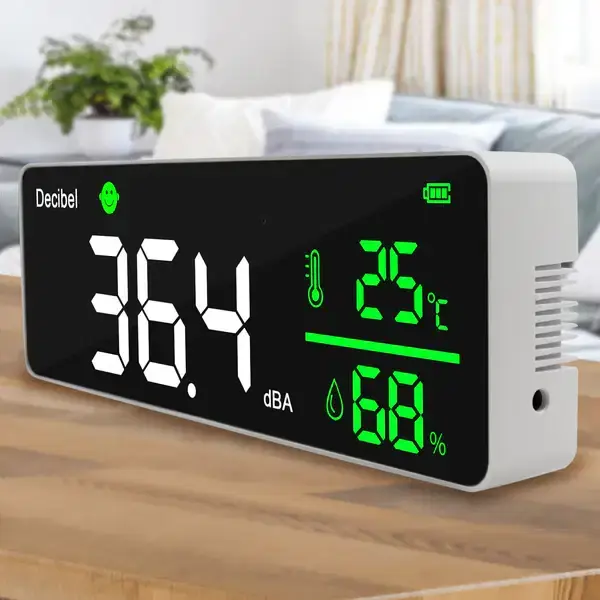 Multifunction Decibel Meter – Real-Time dB, Temperature & Humidity Monitor