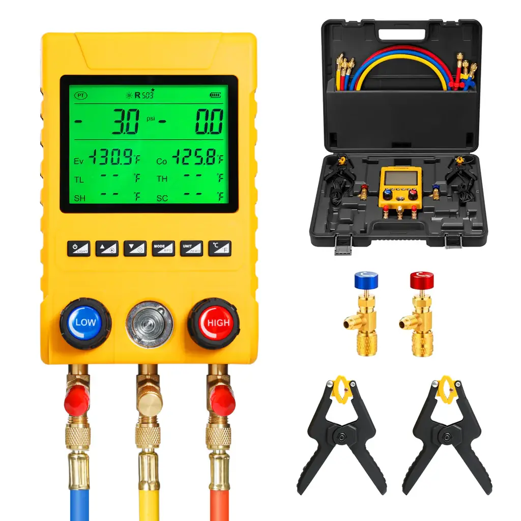 Digital Refrigerant Manifold Gauge Set – 800PSI HVAC Vacuum Pressure Tester